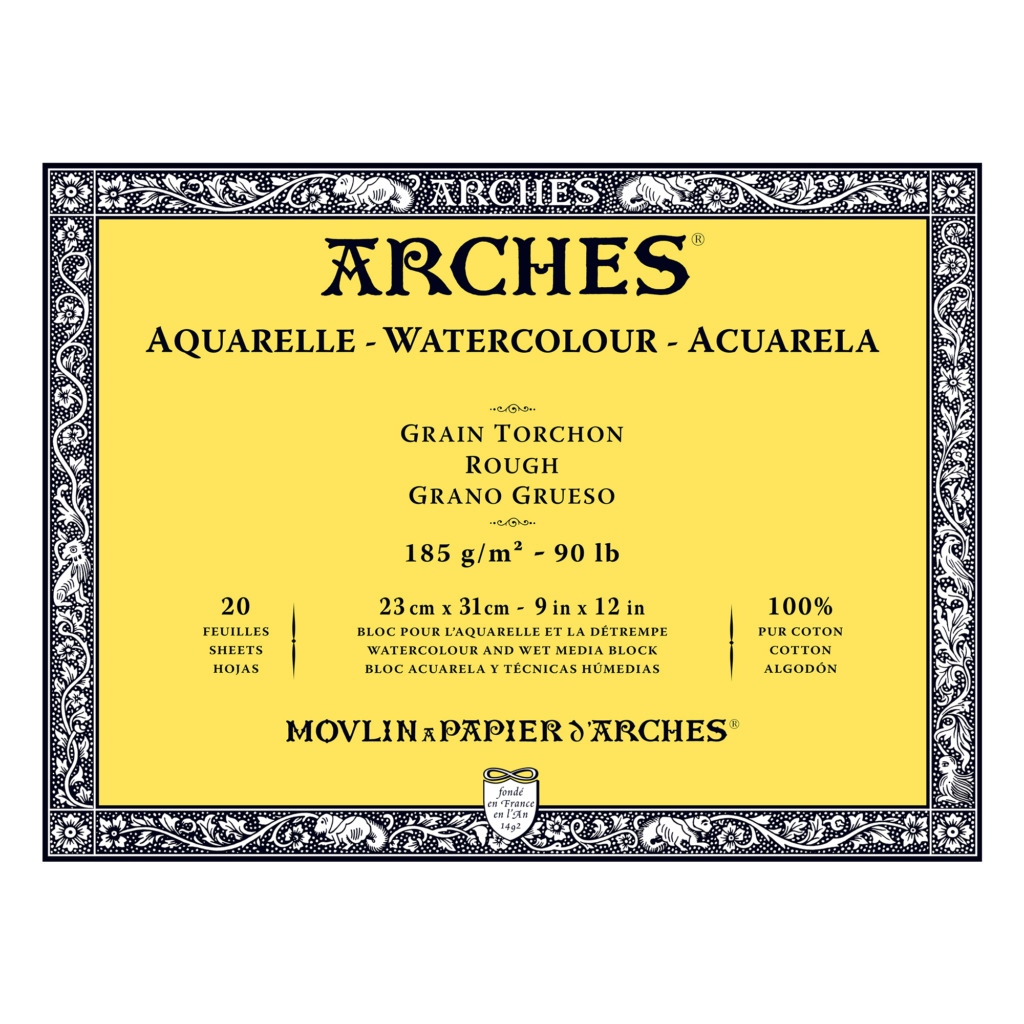 Arches Aquarelle Bloc 20 Feuilles 300 g Grain Torchon 23 x 31 cm Blanc Naturel 