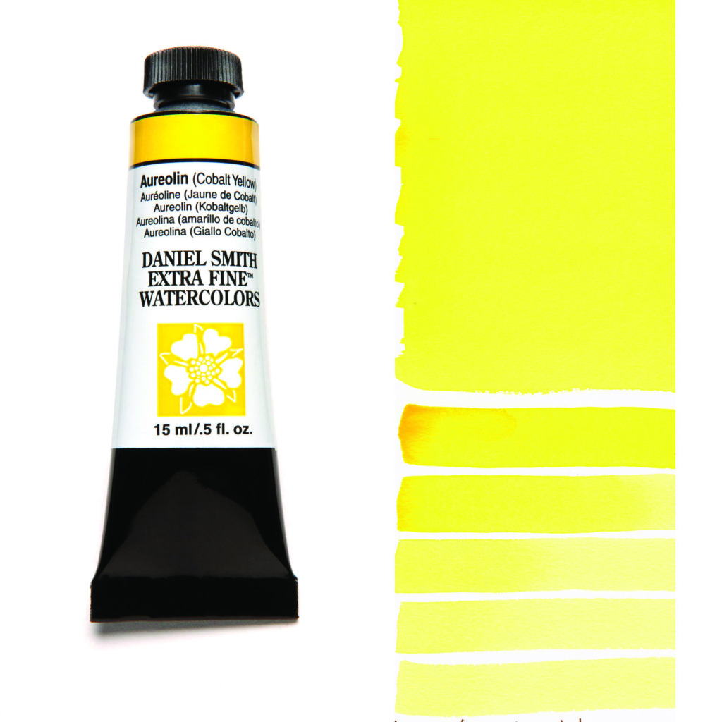 Daniel Smith Extra Fine akvarellfärg 15 ml Aureolin (Cobalt Yellow) Tub & Färgprov