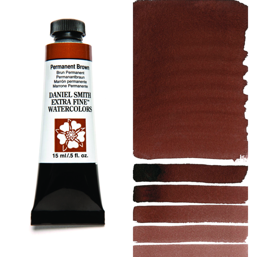 Daniel Smith Extra Fine akvarellfärg 15 ml Permanent Brown Tub & Färgprov