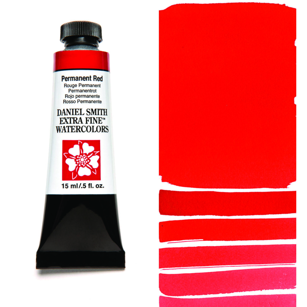 Daniel Smith Extra Fine akvarellfärg 15 ml Permanent Red Tub & Färgprov