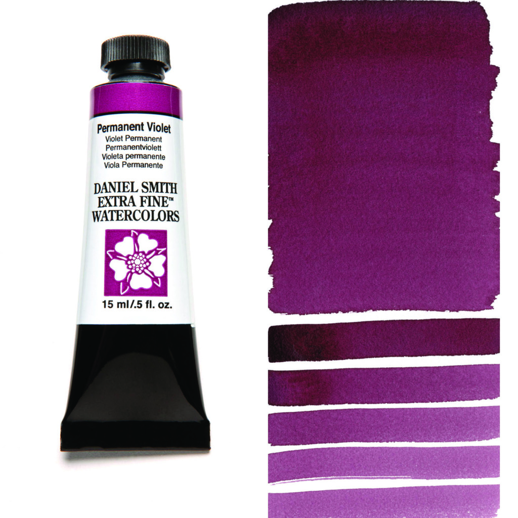 Daniel Smith Extra Fine akvarellfärg 15 ml Permanent Violet Tub & Färgprov
