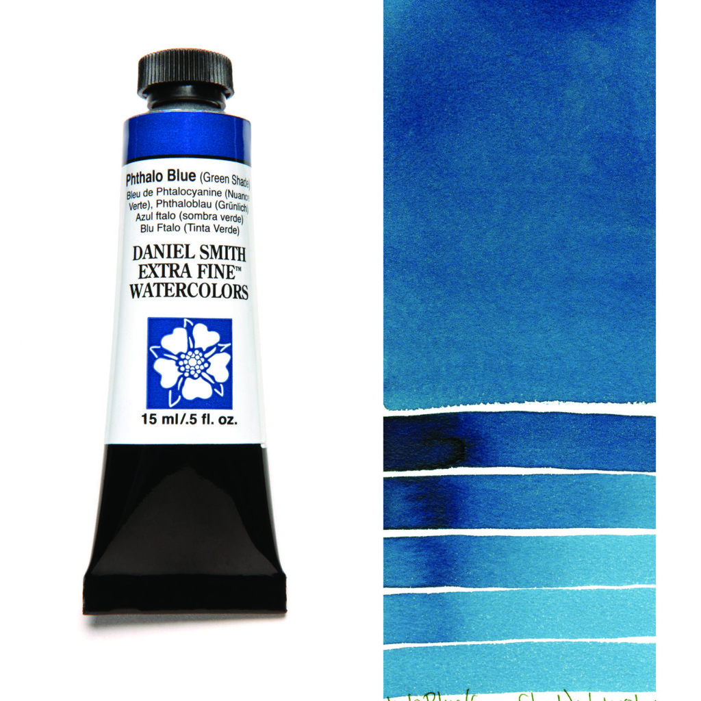 Daniel Smith Extra Fine akvarellfärg 15 ml Phthalo Blue (Green Shade) Tub & Färgprov