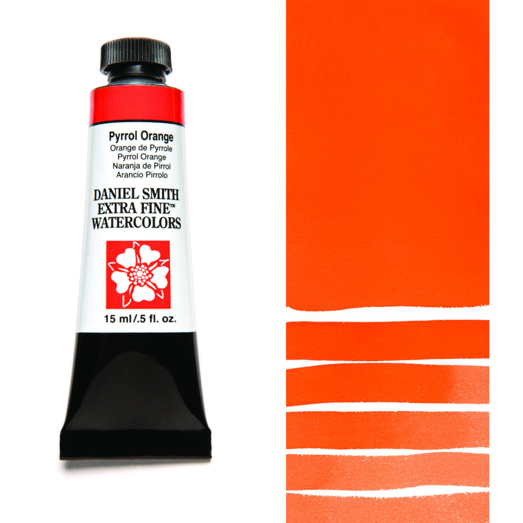 Daniel Smith Extra Fine akvarellfärg 15 ml Pyrrol Orange Tub & Färgprov