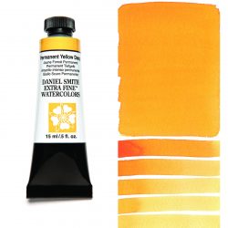 Daniel Smith Extra Fine akvarellfärg 15 ml Permanent Yellow Deep Tub & Färgprov