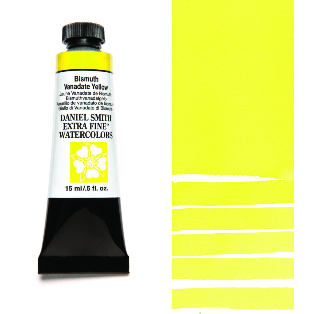 Daniel Smith Extra Fine akvarellfärg 15 ml Bismuth Vanadate Yellow Tub & Färgprov