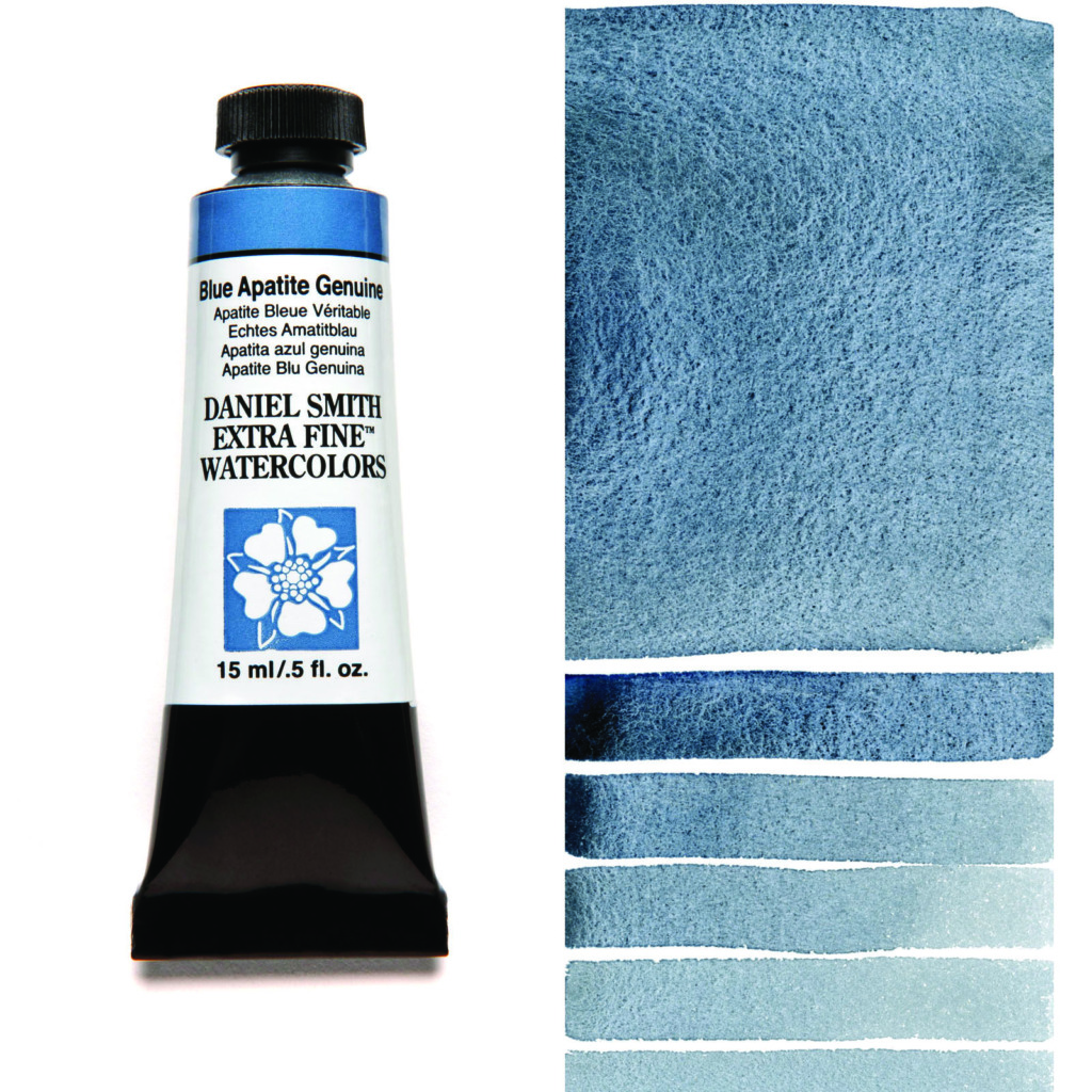 Daniel Smith Extra Fine akvarellfärg 15 ml Blue Apatite Genuine (Primatek) Tub & Färgprov