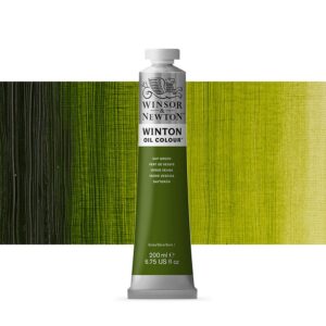 Winton Sap green oil Winsor & Newton Winton Sap Green Oil Colour i tub, konstnärsoljefärg med djup naturlig grön kulör, hög färgstyrka och utmärkt ljusäkthet.