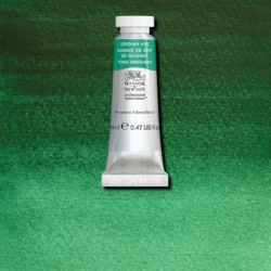 Winsor & Newton Viridian Hue akvarellfärg med pigment PG7, PY42 och PY43.